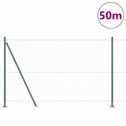 Zaun mit Pfosten Grün 1,6 x 50 m PVC-beschichteter Stahl