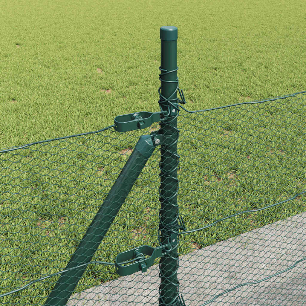 Zaun mit Pfosten Grün 0,4 x 100 m PVC-beschichteter Stahl