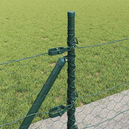 Zaun mit Pfosten Grün 0,4 x 100 m PVC-beschichteter Stahl