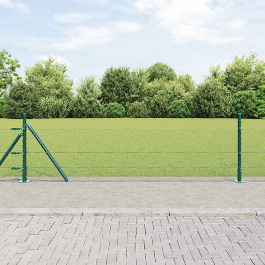 Zaun mit Pfosten Grün 0,5 x 100 m PVC-beschichteter Stahl