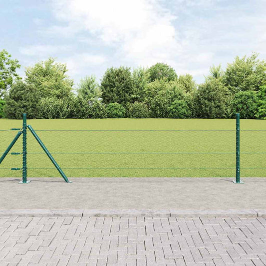 Zaun mit Pfosten Grün 0,5 x 100 m PVC-beschichteter Stahl