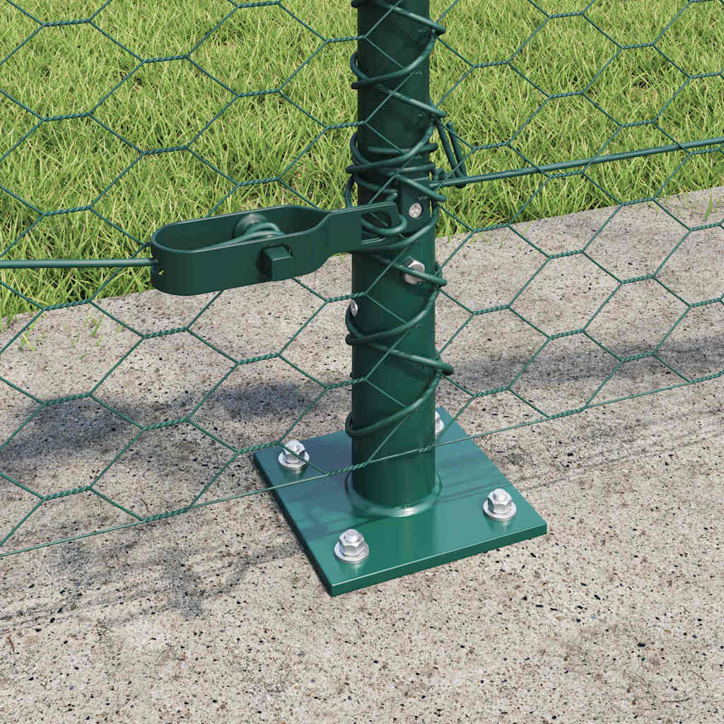 Zaun mit Pfosten Grün 0,6 x 100 m PVC-beschichteter Stahl