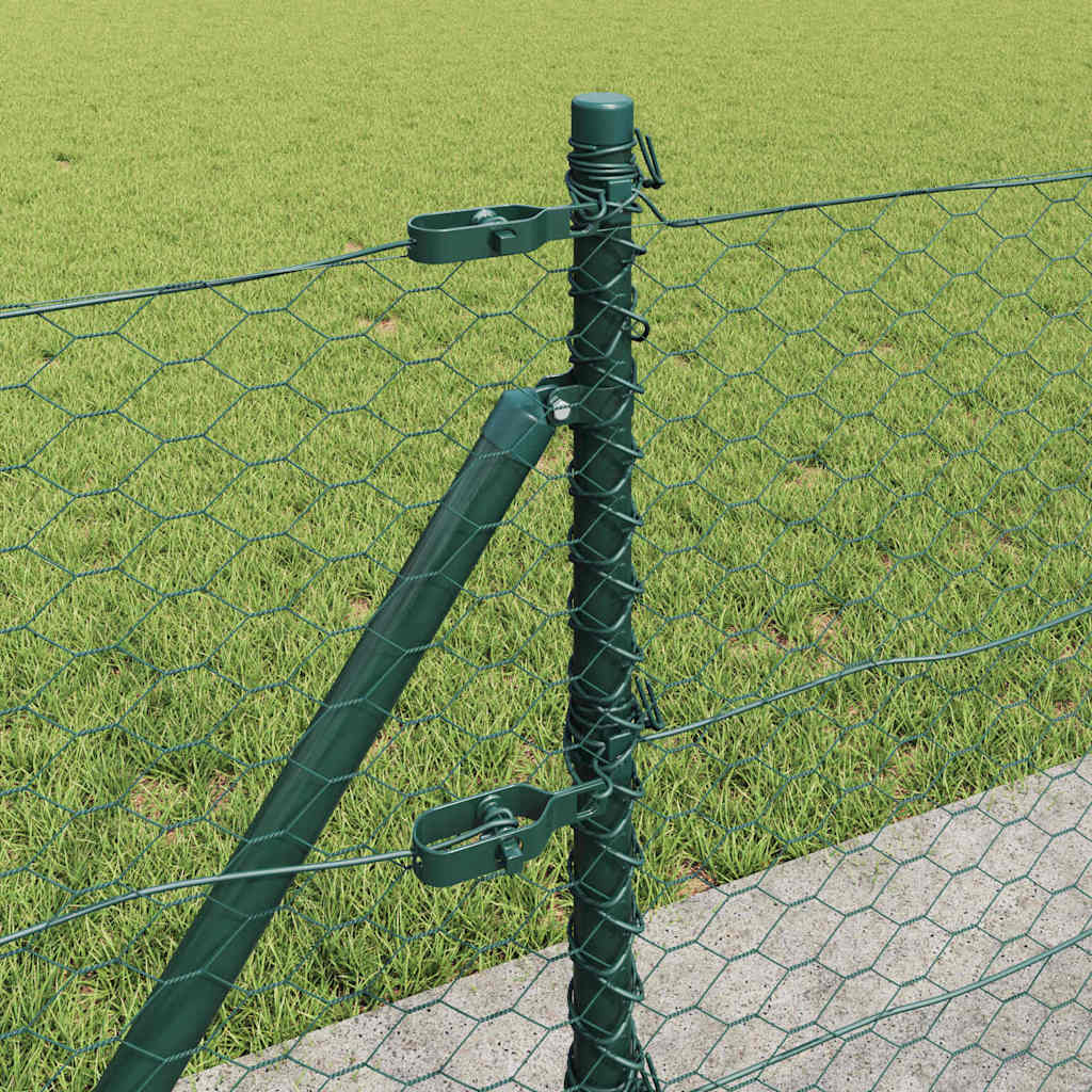 Zaun mit Pfosten Grün 0,6 x 100 m PVC-beschichteter Stahl
