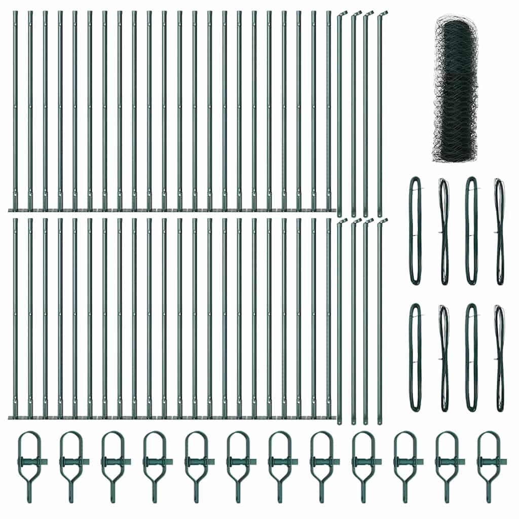 Zaun mit Pfosten Grün 0,6 x 100 m PVC-beschichteter Stahl