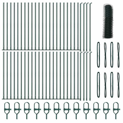 Zaun mit Pfosten Grün 0,6 x 100 m PVC-beschichteter Stahl