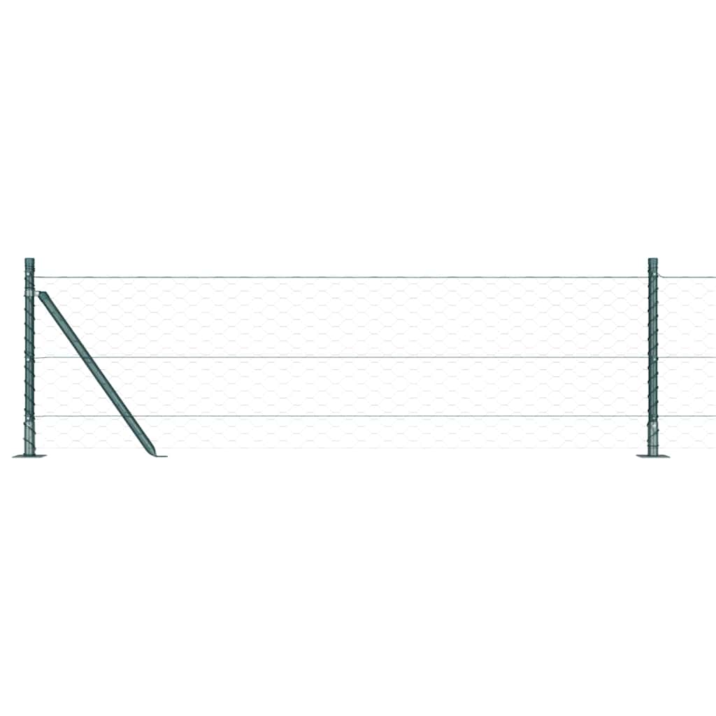 Zaun mit Pfosten Grün 0,6 x 100 m PVC-beschichteter Stahl