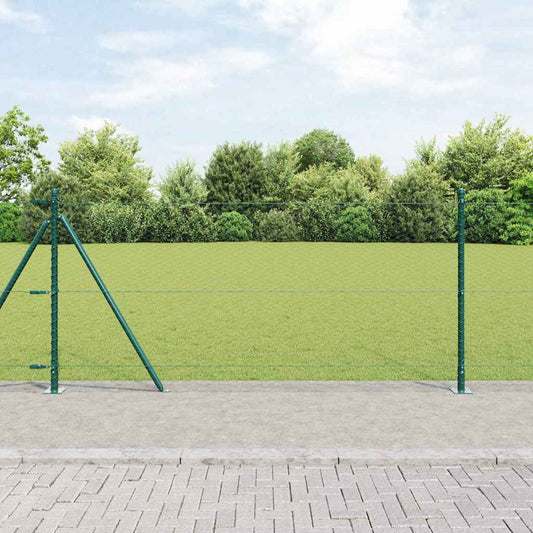 Zaun mit Pfosten Grün 0,8 x 100 m PVC-beschichteter Stahl