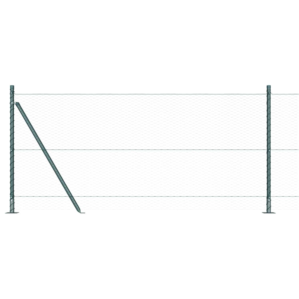 Zaun mit Pfosten Grün 0,8 x 100 m PVC-beschichteter Stahl