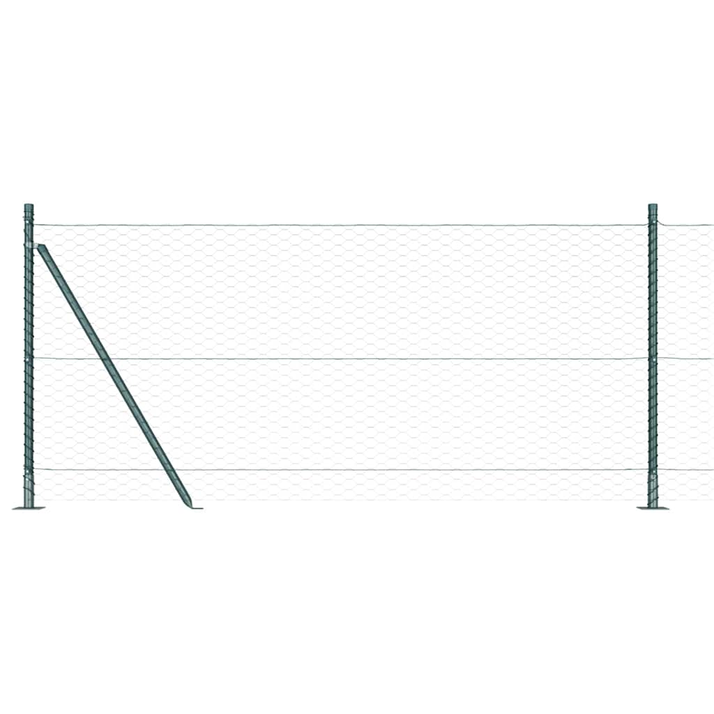 Zaun mit Pfosten Grün 0,8 x 100 m PVC-beschichteter Stahl