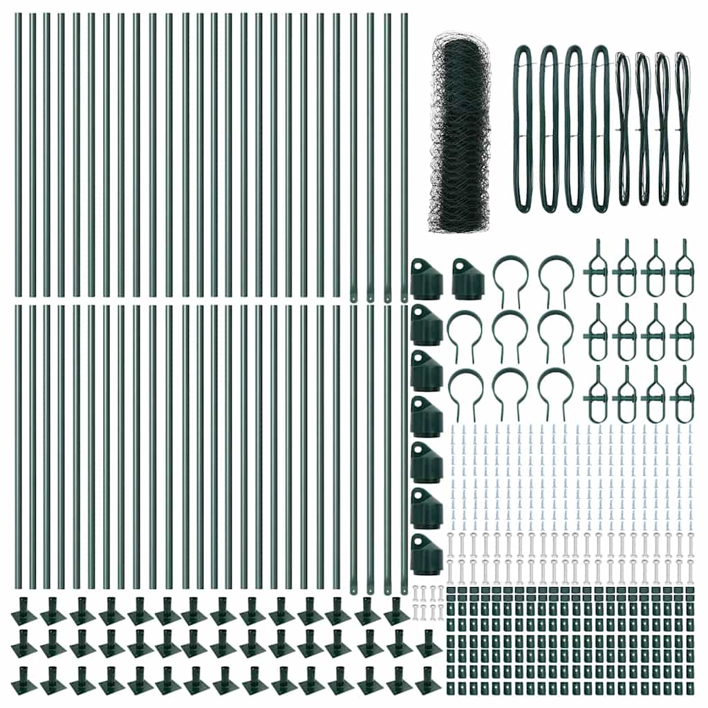 Zaun mit Pfosten Grün 0,8 x 100 m PVC-beschichteter Stahl
