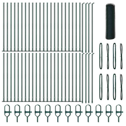 Zaun mit Pfosten Grün 1 x 100 m PVC-beschichteter Stahl