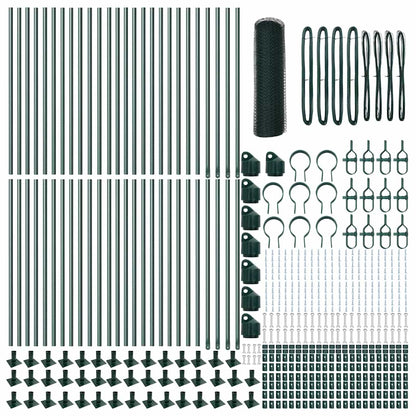 Zaun mit Pfosten Grün 1 x 100 m PVC-beschichteter Stahl