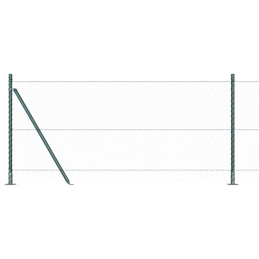 Zaun mit Pfosten Grün 1 x 100 m PVC-beschichteter Stahl