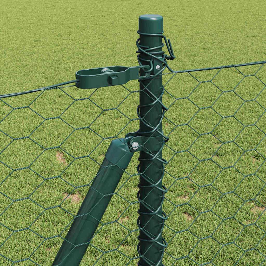 Zaun mit Pfosten Grün 1 x 100 m PVC-beschichteter Stahl