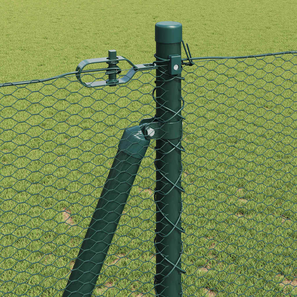 Zaun mit Pfosten Grün 1,2 x 100 m PVC-beschichteter Stahl