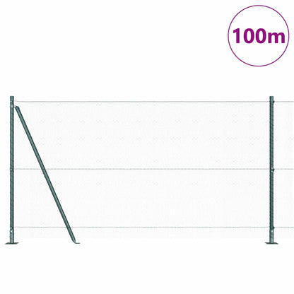 Zaun mit Pfosten Grün 1,2 x 100 m PVC-beschichteter Stahl