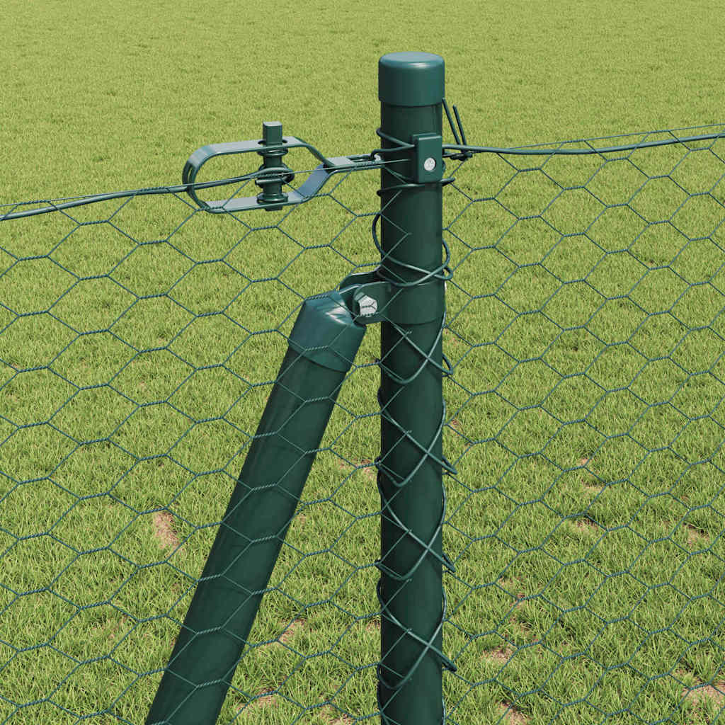 Zaun mit Pfosten Grün 1,2 x 100 m PVC-beschichteter Stahl