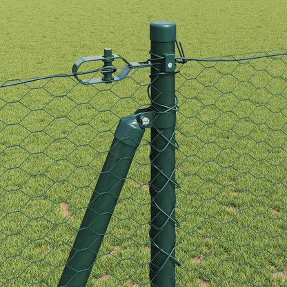 Zaun mit Pfosten Grün 1,2 x 100 m PVC-beschichteter Stahl