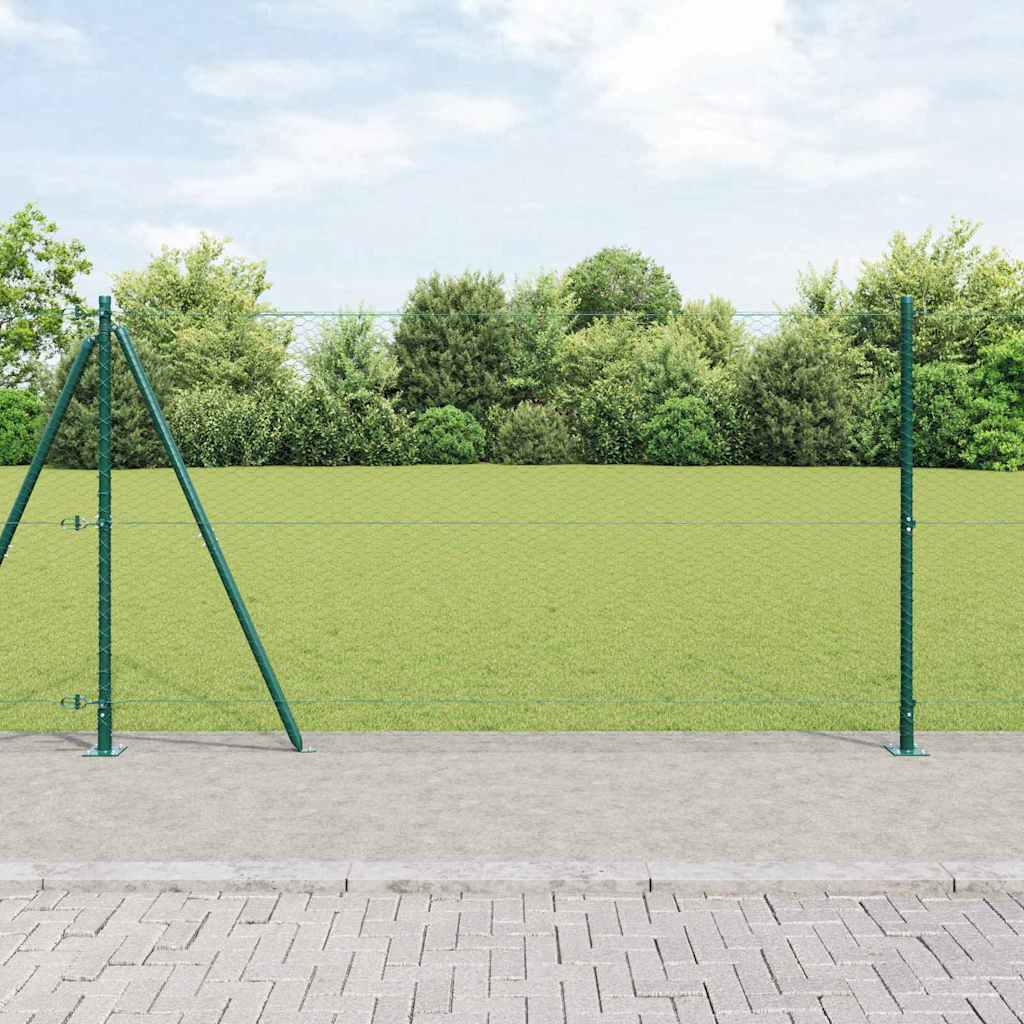 Zaun mit Pfosten Grün 1,2 x 100 m PVC-beschichteter Stahl