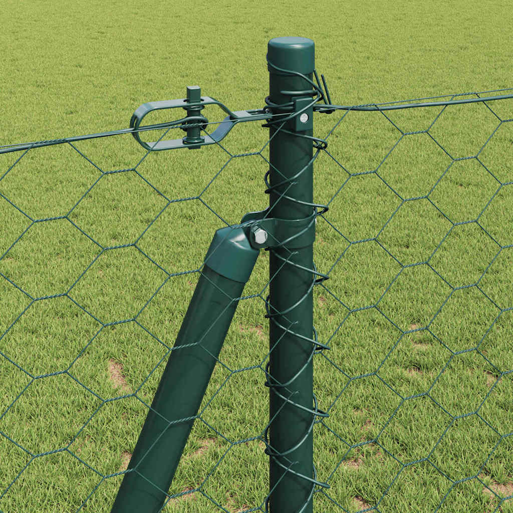 Zaun mit Pfosten Grün 1,2 x 100 m PVC-beschichteter Stahl