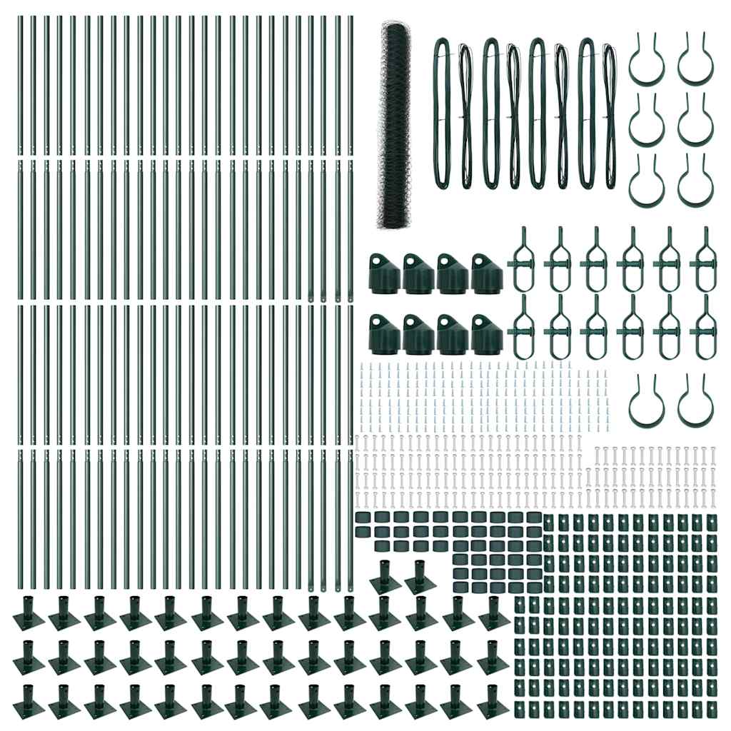 Zaun mit Pfosten Grün 1,2 x 100 m PVC-beschichteter Stahl