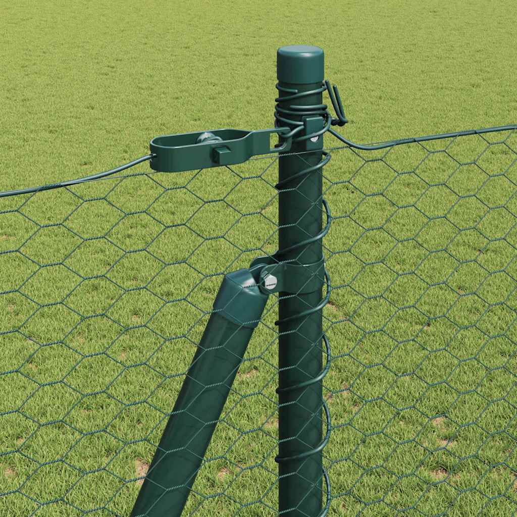 Zaun mit Pfosten Grün 1,4 x 100 m PVC-beschichteter Stahl