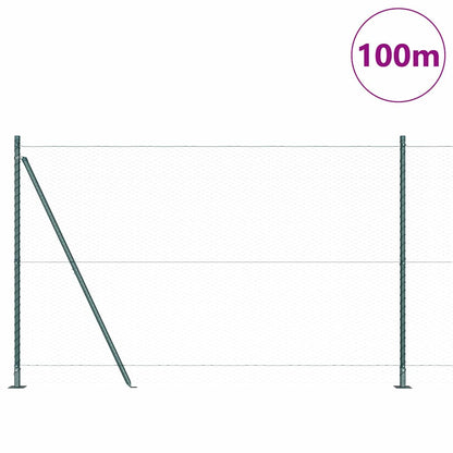 Zaun mit Pfosten Grün 1,4 x 100 m PVC-beschichteter Stahl