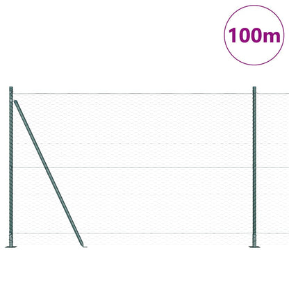 Zaun mit Pfosten Grün 1,5 x 100 m PVC-beschichteter Stahl