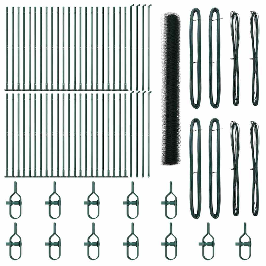 Zaun mit Pfosten Grün 1,5 x 100 m PVC-beschichteter Stahl