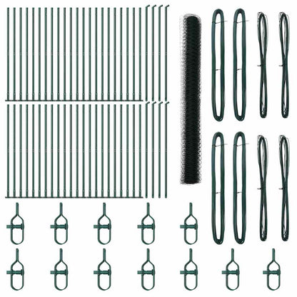 Zaun mit Pfosten Grün 1,5 x 100 m PVC-beschichteter Stahl