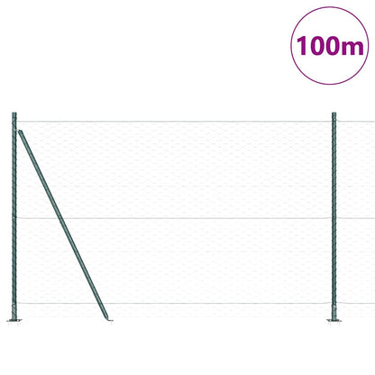 Zaun mit Pfosten Grün 1,5 x 100 m PVC-beschichteter Stahl