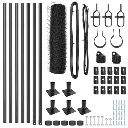 Zaun mit Pfosten Grau 0,4 x 10 m PVC-beschichteter Stahl