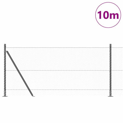 Zaun mit Pfosten Grau 1 x 10 m PVC-beschichteter Stahl