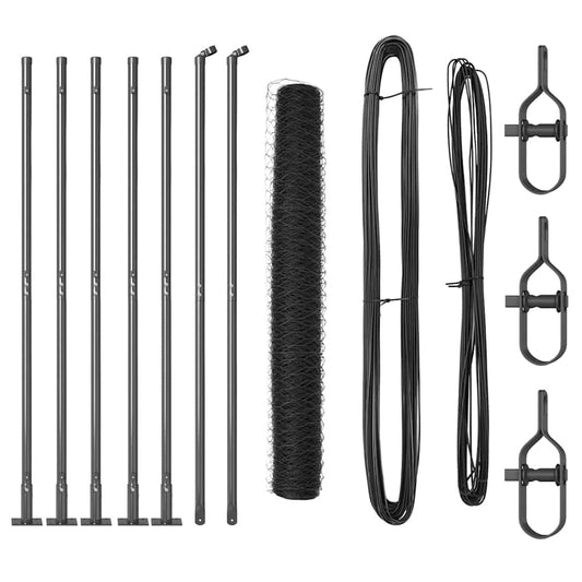 Zaun mit Pfosten Grau 1 x 10 m PVC-beschichteter Stahl