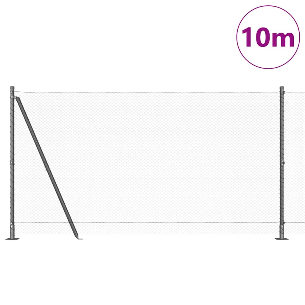 Zaun mit Pfosten Grau 1,2 x 10 m PVC-beschichteter Stahl
