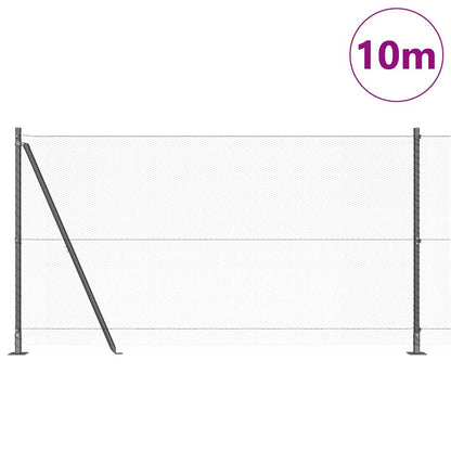 Zaun mit Pfosten Grau 1,2 x 10 m PVC-beschichteter Stahl