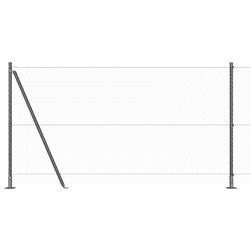 Zaun mit Pfosten Grau 1,2 x 10 m PVC-beschichteter Stahl