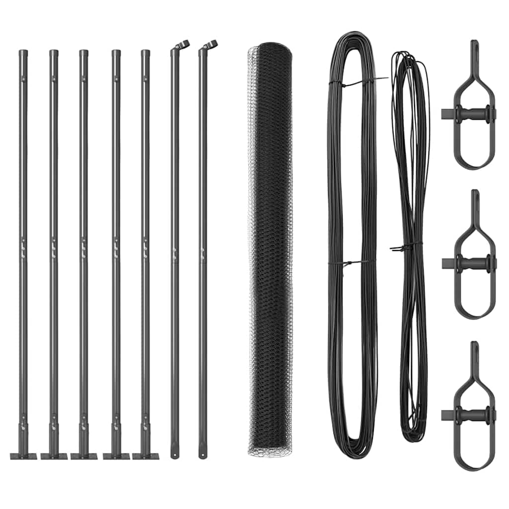 Zaun mit Pfosten Grau 1,6 x 10 m PVC-beschichteter Stahl