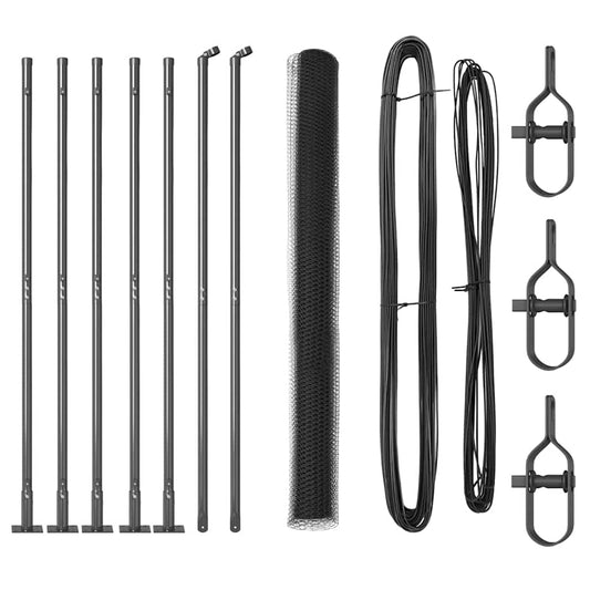 Zaun mit Pfosten Grau 1,6 x 10 m PVC-beschichteter Stahl