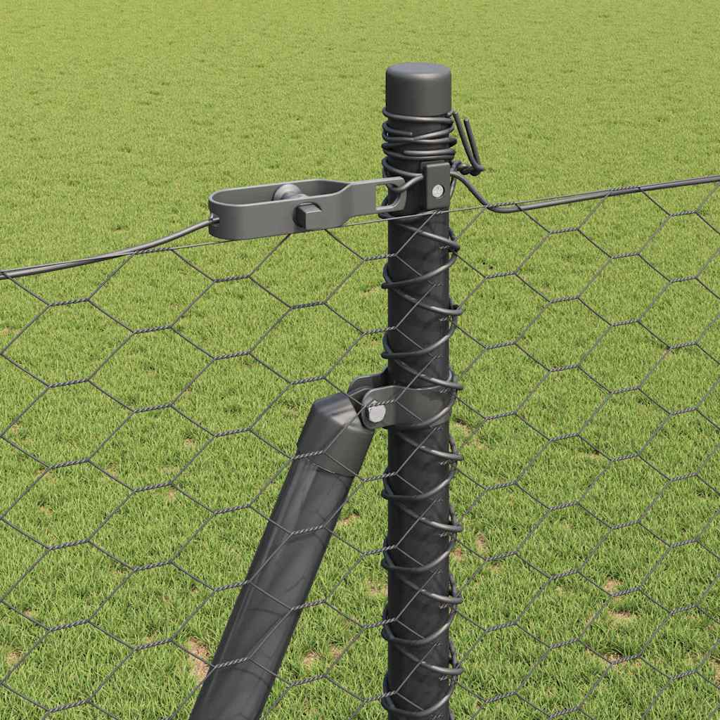 Zaun mit Pfosten Grau 1,6 x 10 m PVC-beschichteter Stahl