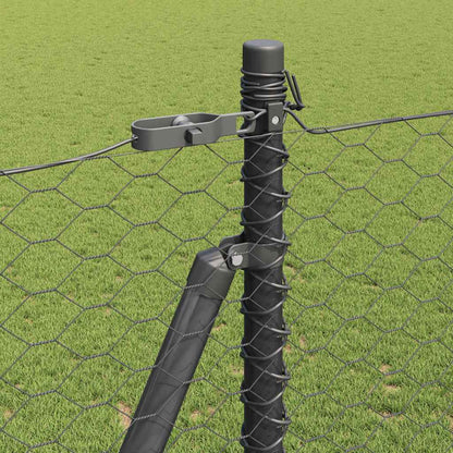 Zaun mit Pfosten Grau 1,6 x 10 m PVC-beschichteter Stahl