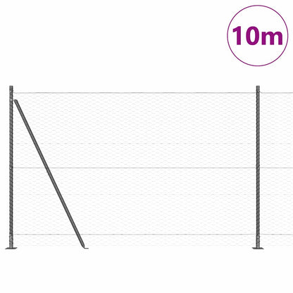 Zaun mit Pfosten Grau 1,6 x 10 m PVC-beschichteter Stahl