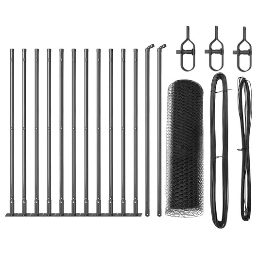 Zaun mit Pfosten Grau 0,6 x 25 m PVC-beschichteter Stahl