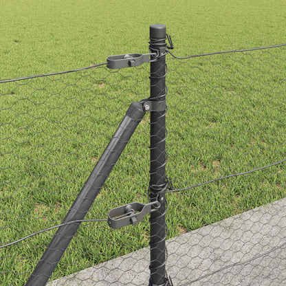 Zaun mit Pfosten Grau 0,6 x 25 m PVC-beschichteter Stahl