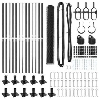 Zaun mit Pfosten Grau 1 x 25 m PVC-beschichteter Stahl