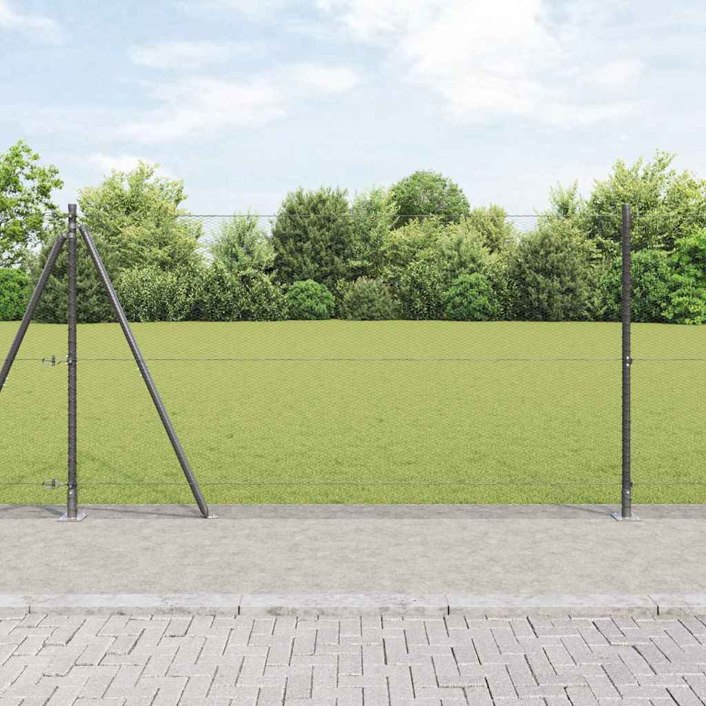 Zaun mit Pfosten Grau 1,2 x 25 m PVC-beschichteter Stahl