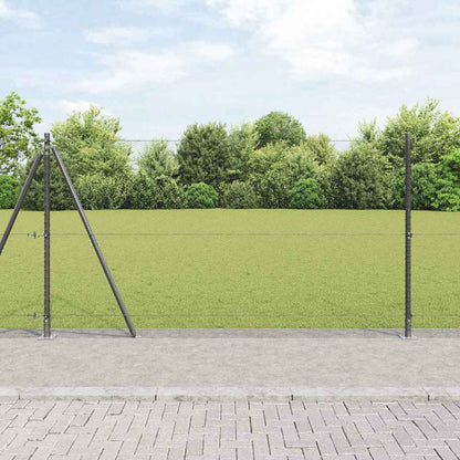 Zaun mit Pfosten Grau 1,2 x 25 m PVC-beschichteter Stahl
