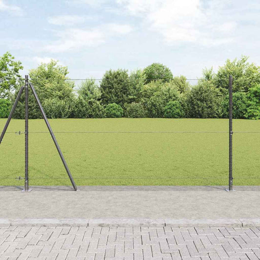 Zaun mit Pfosten Grau 1,2 x 25 m PVC-beschichteter Stahl