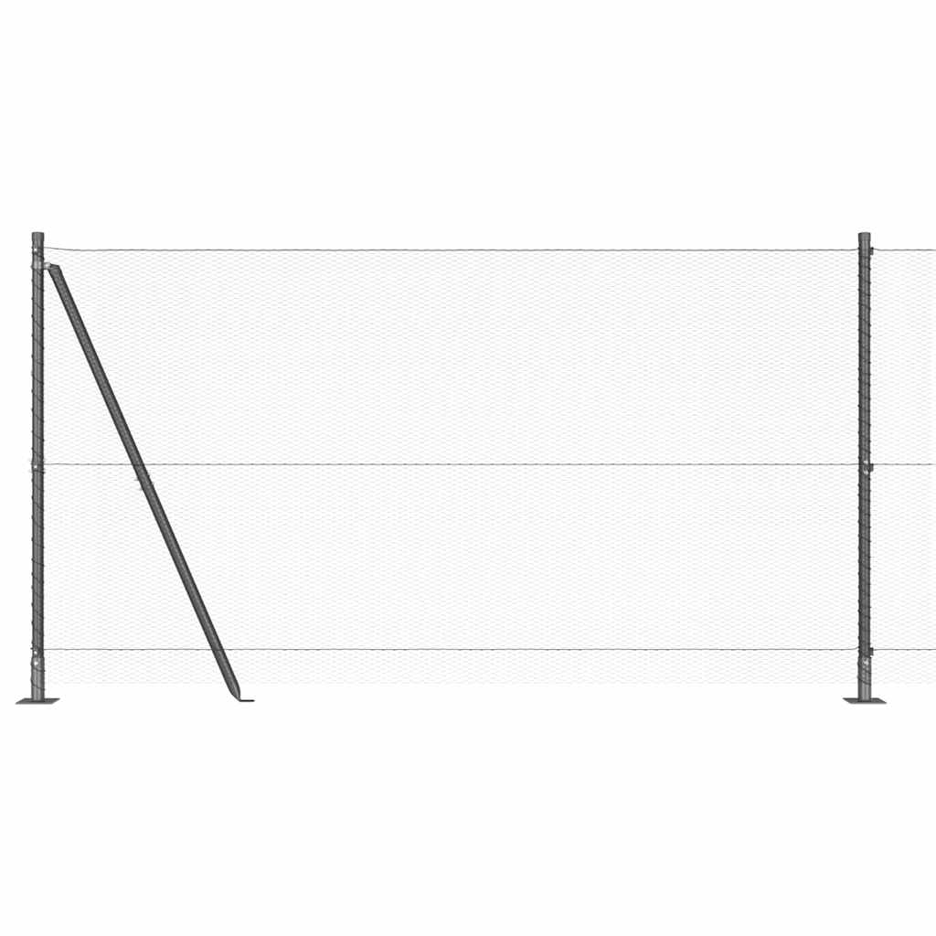Zaun mit Pfosten Grau 1,2 x 25 m PVC-beschichteter Stahl