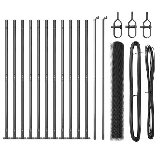 Zaun mit Pfosten Grau 1,2 x 25 m PVC-beschichteter Stahl